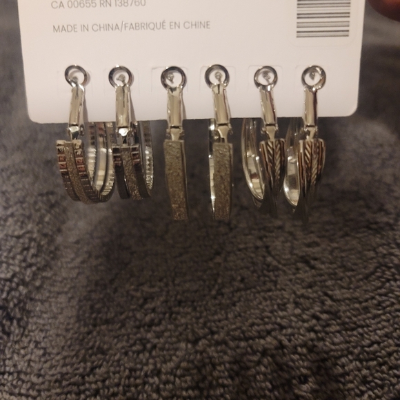 Silver Hoop Earring Set - Picture 2 of 3